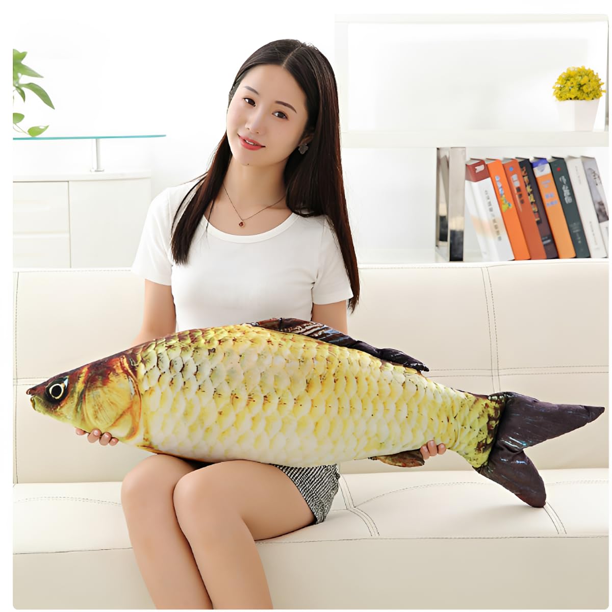 OPHRBU 24 Inch Simulation Fish Plush Pillow Soft Stuffed Toy Gift