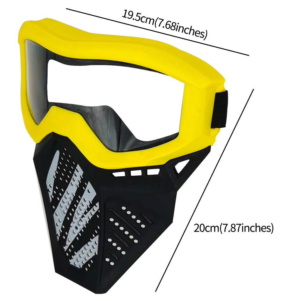 2 Pack Tactical Toy Mask Compatible with Toy Gun Party, for Apollo, Zeus, Khaos, Atlas, Artemis Blasters Rival Toy Mask (Yellow&Blue)