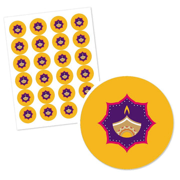 Big Dot of Happiness Personalized Happy Diwali - Custom Festival of Lights Party Favor Circle Sticker Labels - Custom Text - 24 Count