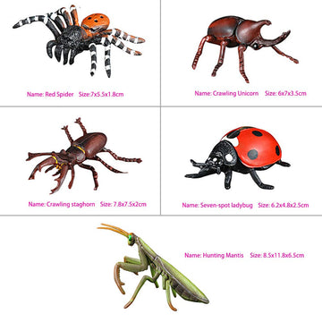 HOMNIVE Insect Bug Toy Figures, 5pcs Realistic Ladybug Spider Action Model for Toddler, Educational Learning Toys, Cake Topper, Birthday Gift for Kids