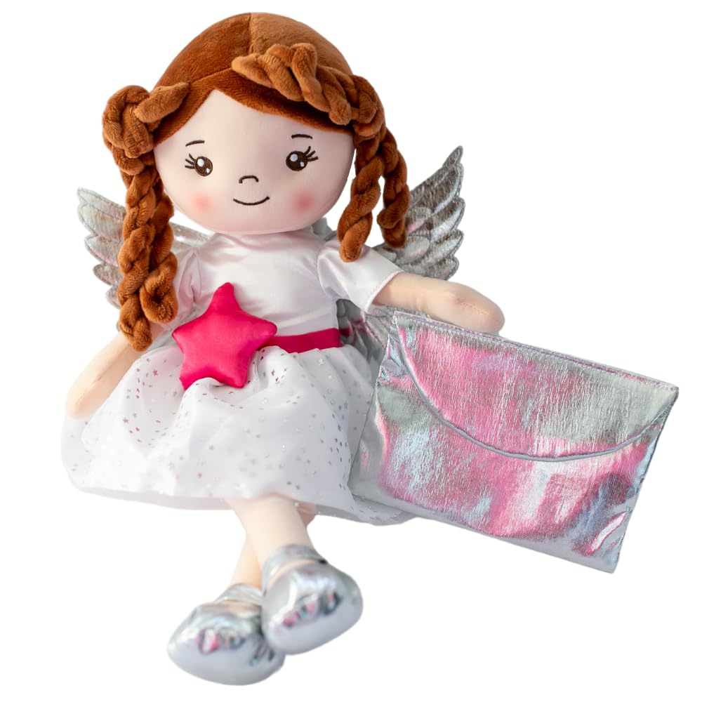 ANGELITOS MAGICOS 15" Little Magic Angels Plushies. Angel Doll with Magical Positive Affirmation Cards from Guardian Angel Academy, for Girls 3+