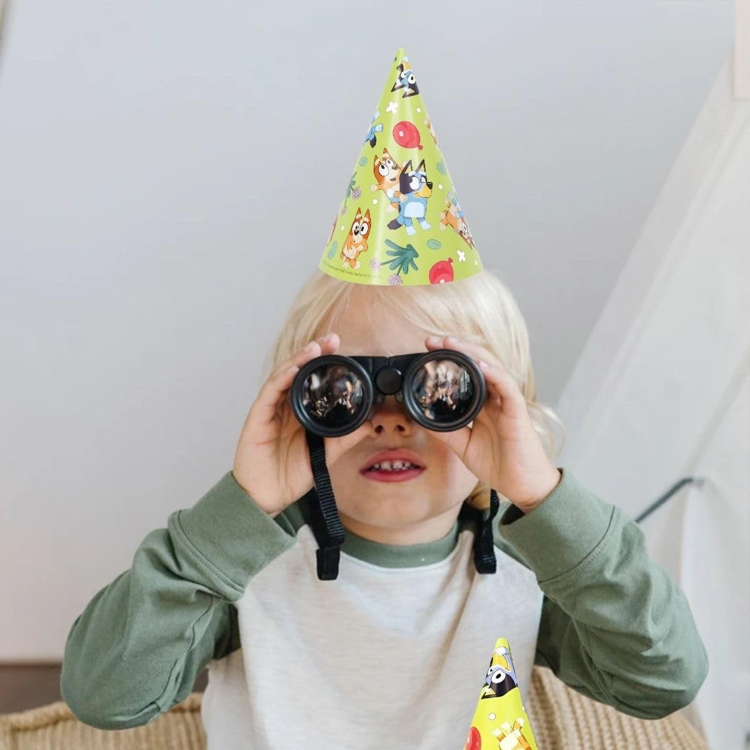 Unique Multicolor Bluey Party Hats - 8 Count | Vibrant Paper Hats with Unique Bluey Designs - Perfect for Kids' Birthdays & Celebrations, One Size