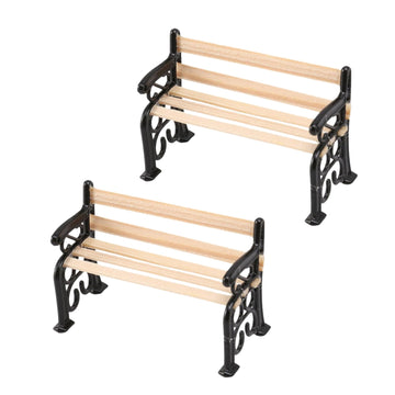 2Pcs 1/24 Miniature Park Bench Dollhouse Decoration Accessories