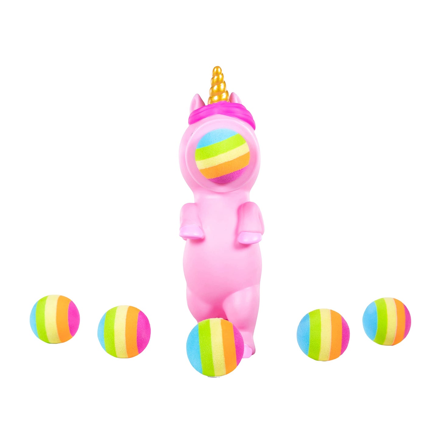 Hog Wild Pink Unicorn Ball Popper Toy - Includes 4 Soft Foam Balls - Squeeze to Pop Air Powered Balls Up to 20 Feet - Launcher Safe for Indoor/Outdoor