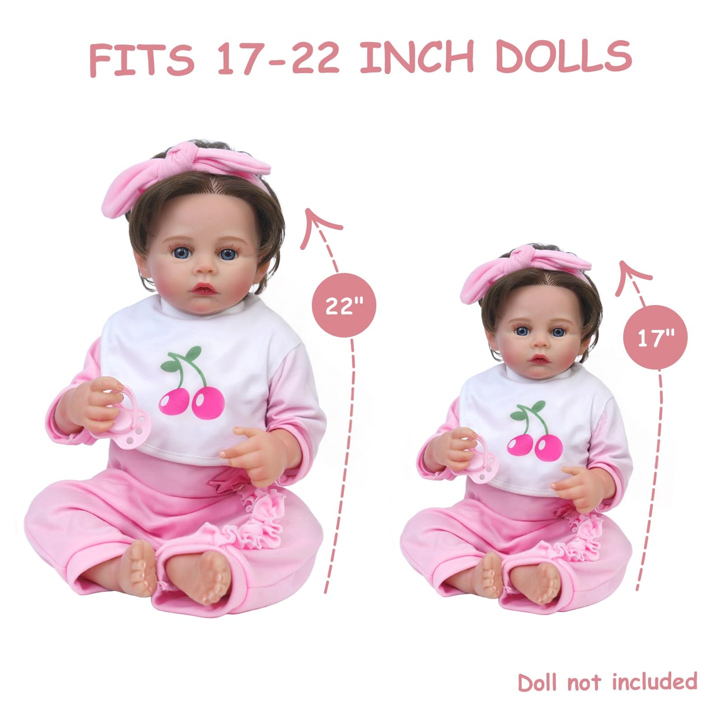CALiugsi 8 Pcs Reborn Doll Clothes with Bassinet for 17-22 Inch Baby Dolls Outfit Accessories Set with Bunny Toy for Newborn Girl, Pink (Not Doll)