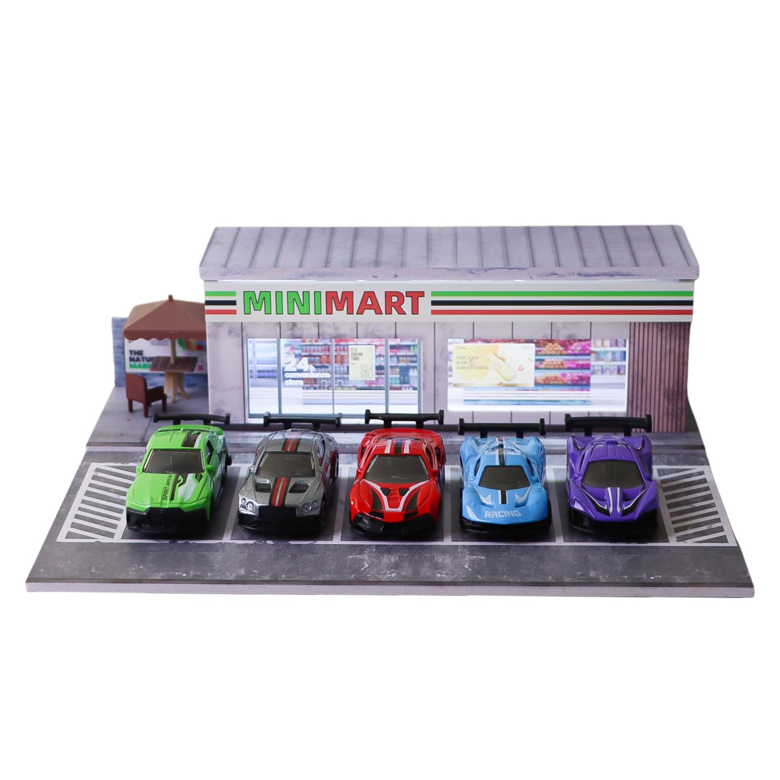 ZAWALUD 1/64 Model Car Display Shop Case for Adults, Premium in-House-Design Scale Diecast Parking Garage for Toy Cars, Toys Car Garage, Scenic
