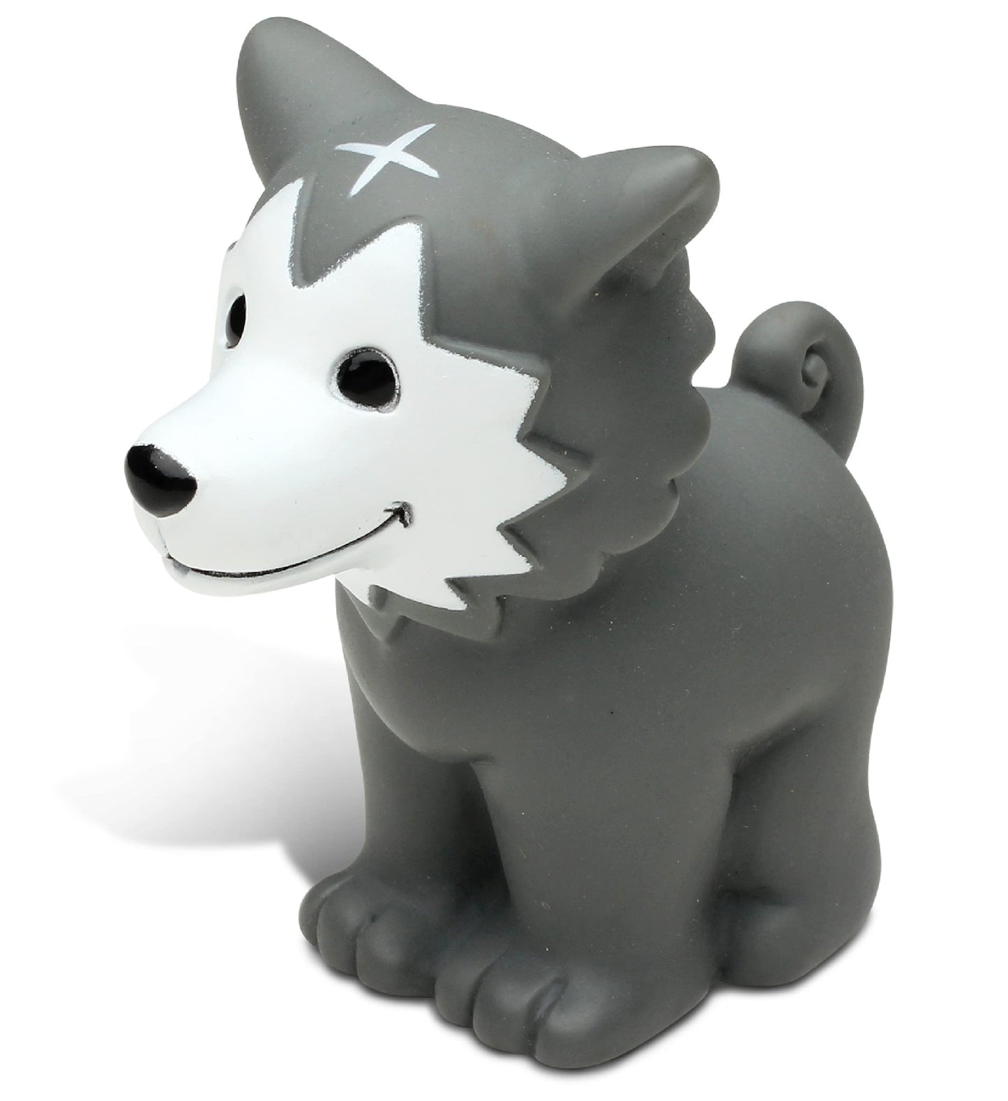 DolliBu Wolf Bath Buddy Squirter - Floating Wolf Rubber Bath Toy, Fun Water Squirting Bathtime Play For Toddlers, Cute and Soft Wild Life Animal Toy