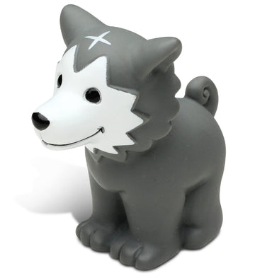 DolliBu Wolf Bath Buddy Squirter - Floating Wolf Rubber Bath Toy, Fun Water Squirting Bathtime Play For Toddlers, Cute and Soft Wild Life Animal Toy
