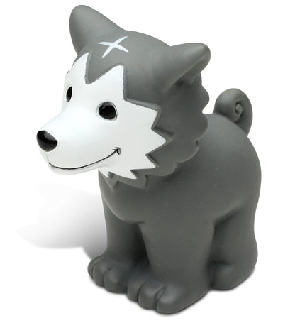 DolliBu Wolf Bath Buddy Squirter - Floating Wolf Rubber Bath Toy, Fun Water Squirting Bathtime Play For Toddlers, Cute and Soft Wild Life Animal Toy