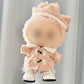 Compatible with Labubu - Fits 38cm Art Elegant Wool Blend Winter Outfit Set-Includes Fur-Trimmed Coat, 6-Panel Beret & Lace-Up Boots (Blush Pink)