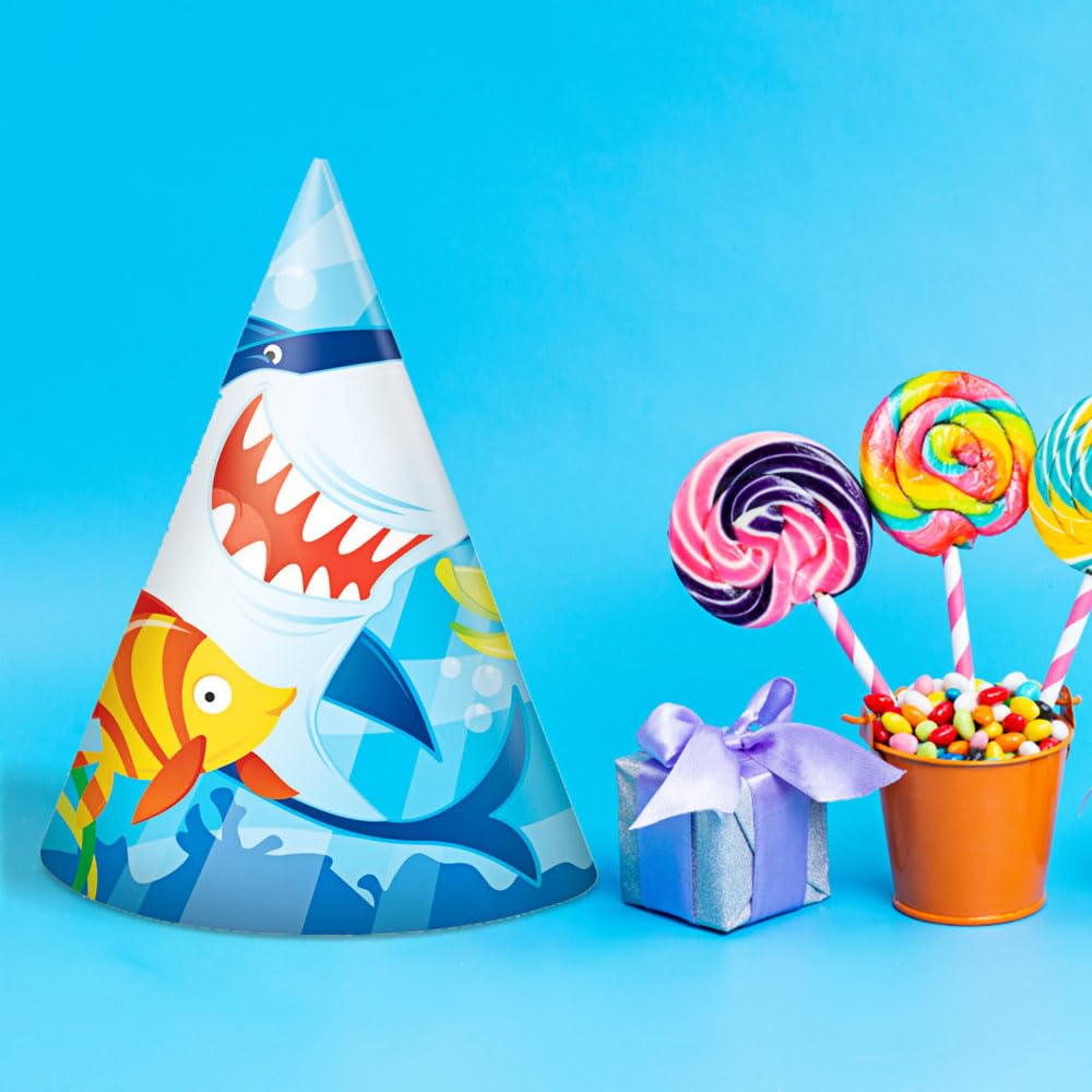 Fin Friends Party Cone Hats | One Size | 8 Pcs