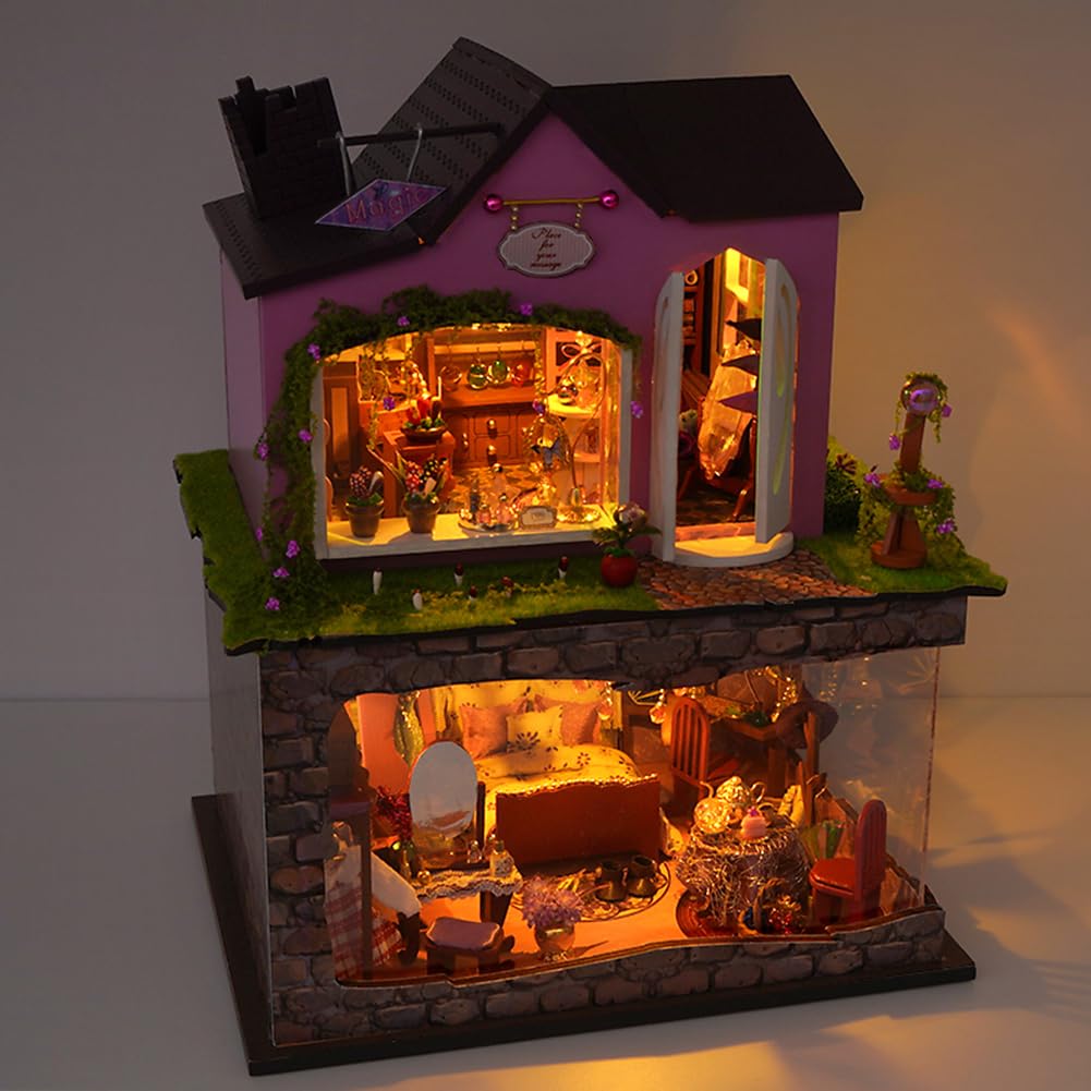 TOPBSFARNY Book Nook Kit Model, Dollhouse Miniature with Furniture, DIY House Kit Creativity Room for Adult Crafts kit for Women (with Dust Cover)