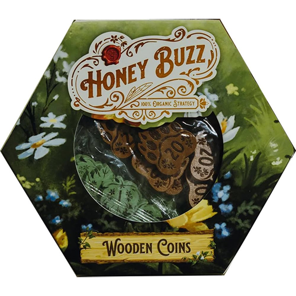 Honey Buzz Wooden Coins - Premium Wooden Coin Tokens for Honey Buzz Board Game Expansion | Tabletop Game Accessories for Strategy | (Ages 10+, 1-4
