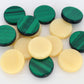 Manopoulos 30 Acrylic Backgammon Checkers - Chips Green & Ivory 1.4 inches