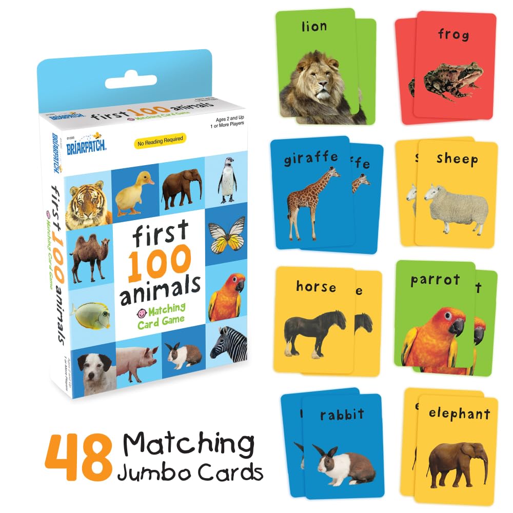 Briarpatch, First 100 Animals Matching Card Game, Based On Board Books by Roger Priddy, Preschool Learning for Kids