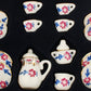 NW 1 Set 15 Pieces 1:12 Ceramics Tea Cup Set Lovely Dollhouse Decoration Set Dollhouse Kitchen Accessories(#8)