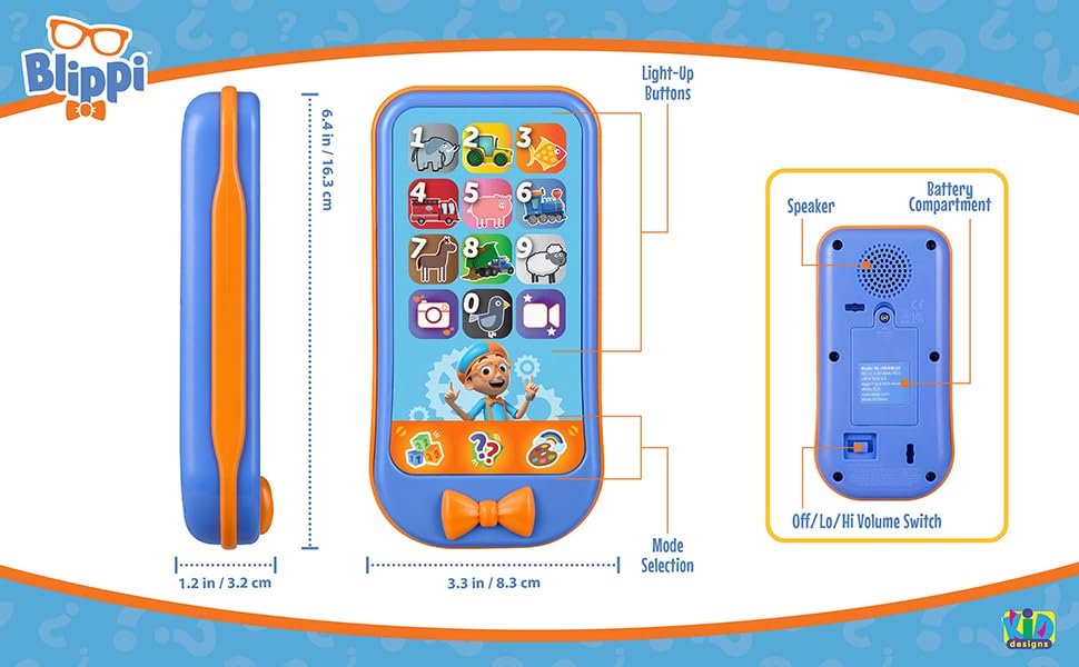 Blippi Toy Phone for Toddler with Preschool Learning Games, Blippi Toys