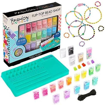 Fashion Angels Flip Top Bead Shop Girls Bracelet Making Kit - 2500+ Color and Gummy Bear Beads for Friendship Bracelets - Jewelry Kit with Bead