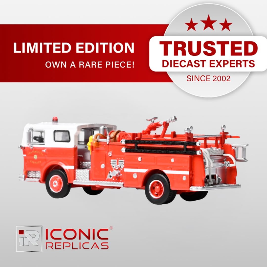 Iconic Replicas 1974 Ward Lafrance Fire Engine: San Francisco Fire Department - Engine 31 1:87 (HO) Diecast Model Fire Truck