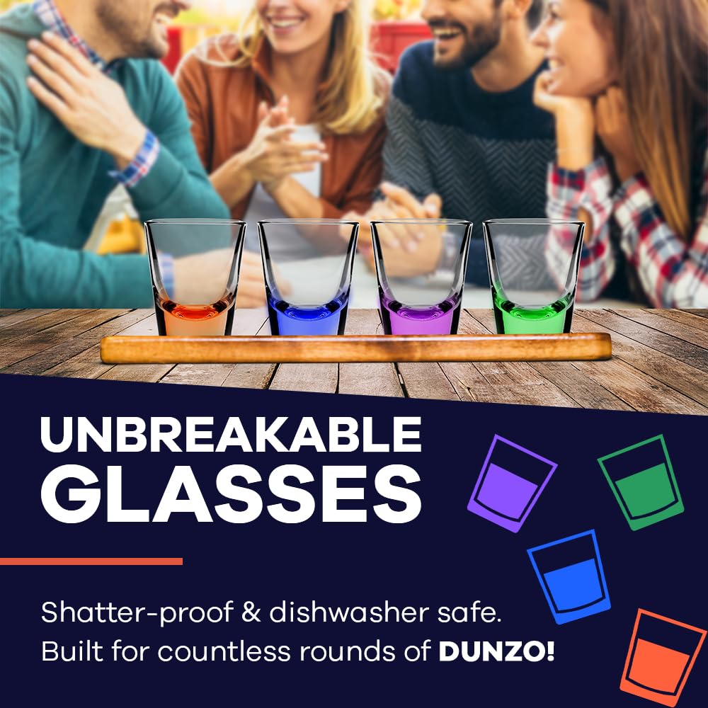 SWOOC DUNZO - Hydrating Version of Classic Card Game with 4 Unbreakable Glasses - Draw Two, Skip, Reverse, Get Loco - Fun Party Game & Funny Gifts