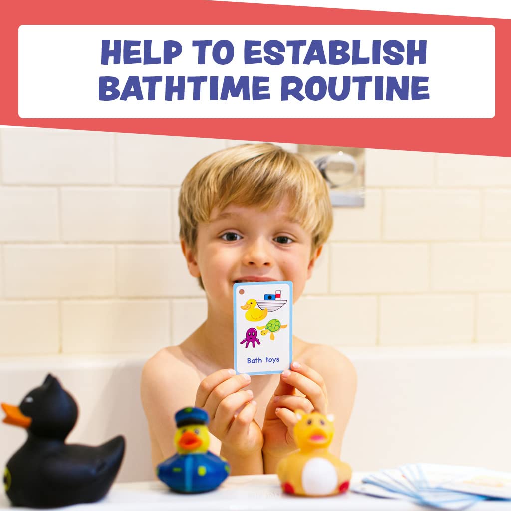 My Bath Time Routine Cards 12 PECS Flashcards for Visual aid Special Ed, Speech Delay Non Verbal Children and Adults with Autism or Special Needs