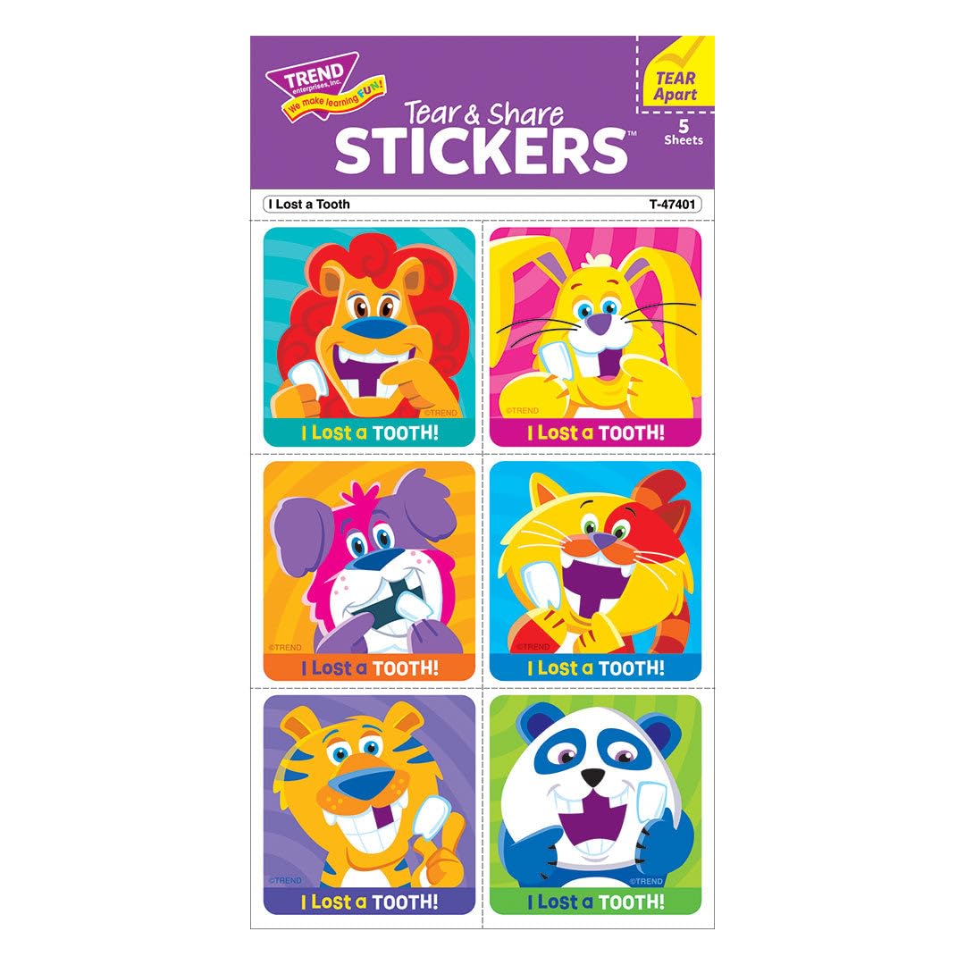 I Lost A Tooth Tear & Share Stickers by TREND; 30 Seals/Pack - Spread Sticker Joy!