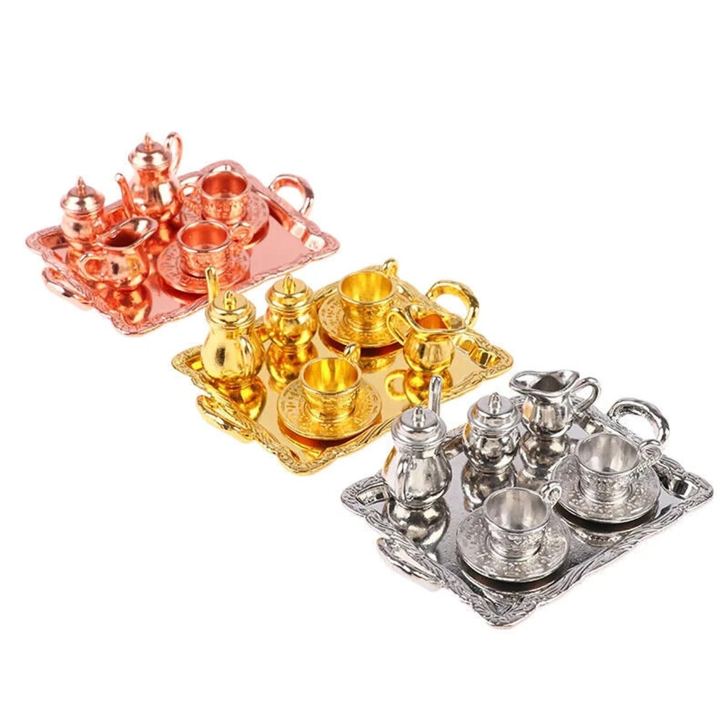 Miniature Tea Set(10pcs), Dollhouse Miniatures Dollhouse Decoration, Miniature Artisan Photography Props