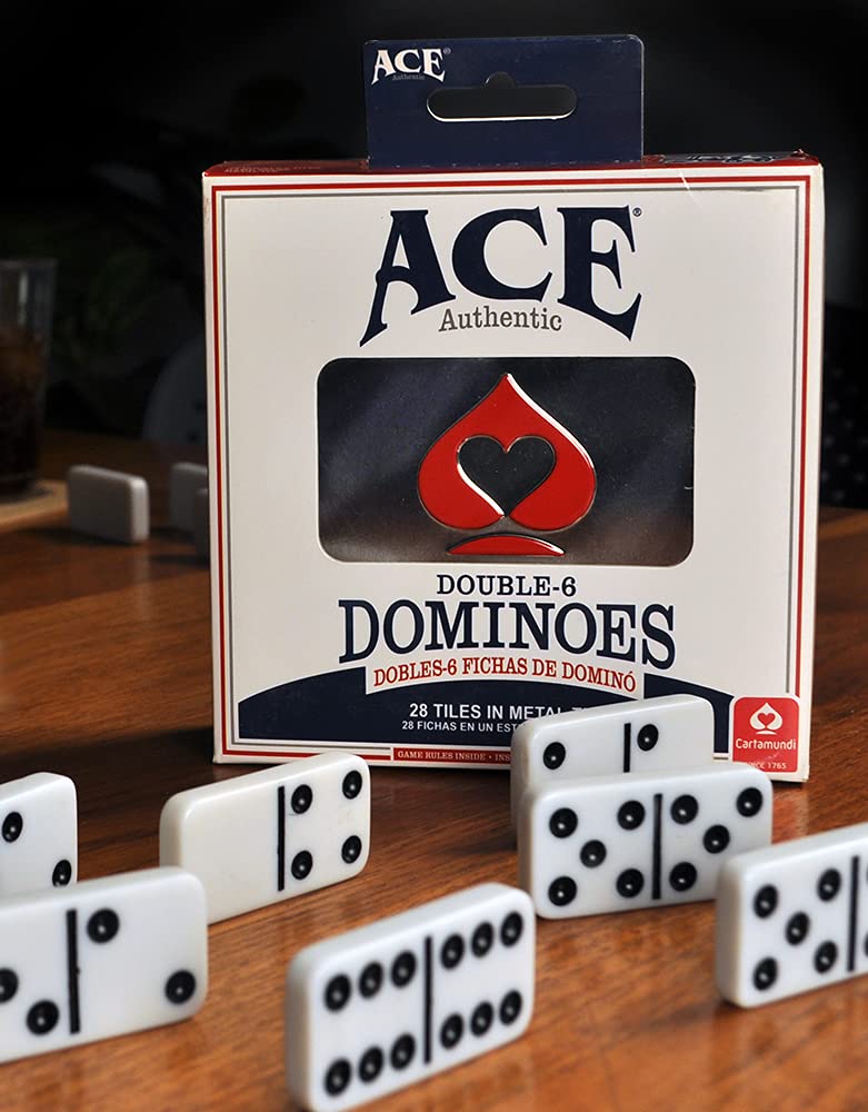 ACE Double Six Dominoes in Tin Case , White