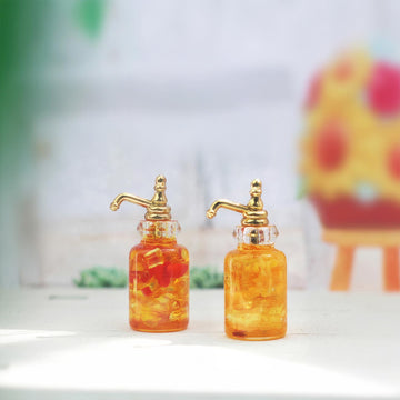 Miniature Beverage Bottles (2pcs): 1/12 Scale Glass Drink Bottles for Dollhouse Decor (Non-Edible)