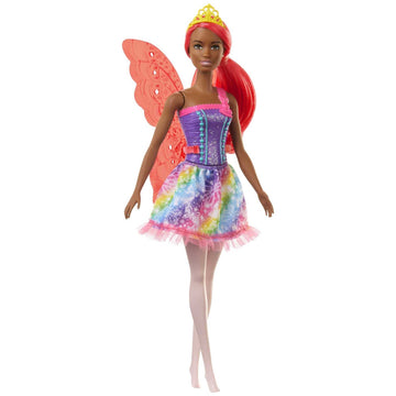 Barbie Dreamtopia Fairy Fashion Doll & Accessories, Pink Hair with Removable Skirt, Headband & Wings