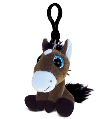 DolliBu Big Eyes Stuffed Animal Toy Keychain - Soft Horse Keychain Charm for Backpack, Handbag and Purse - 5.75 Inches