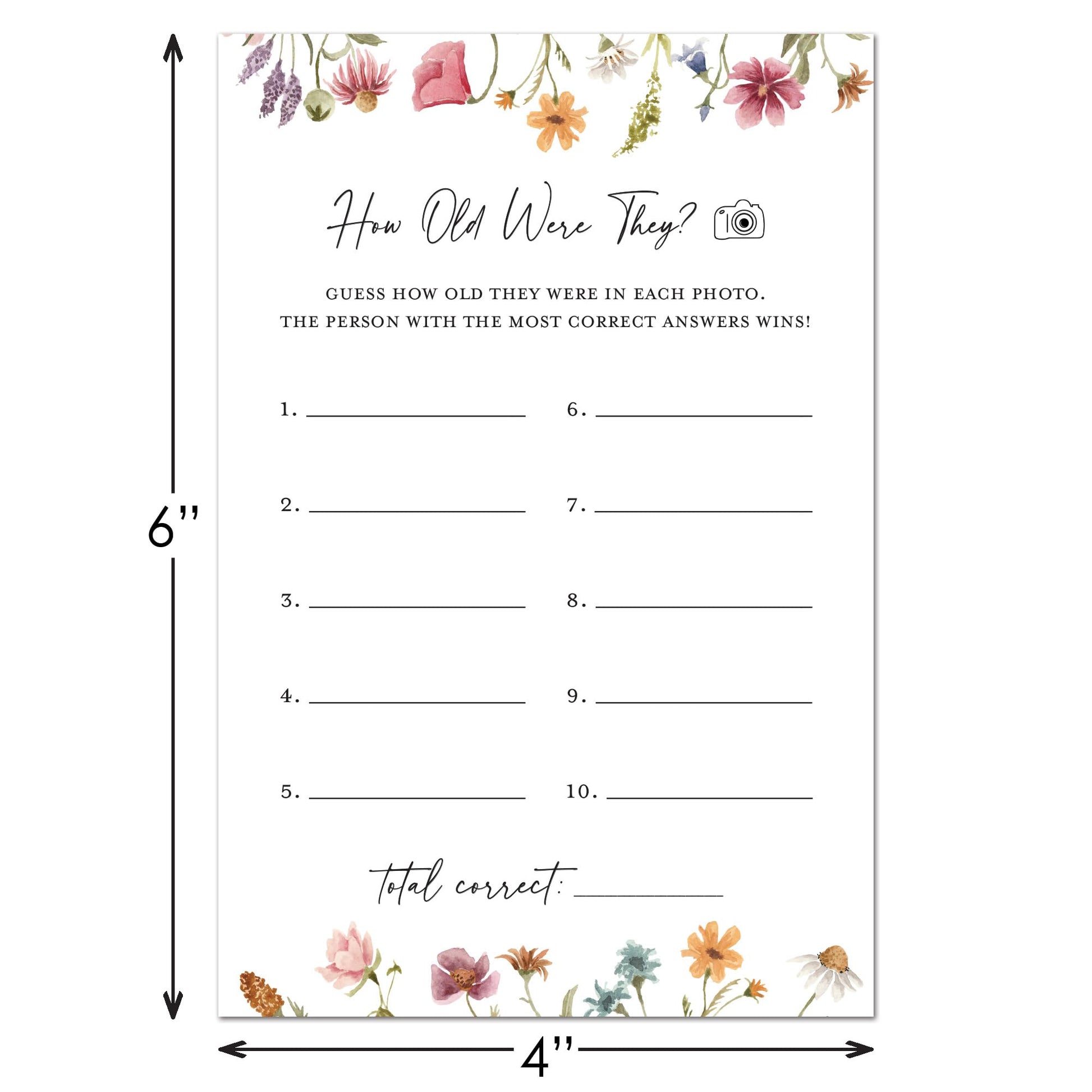 InvitationHouse Bright Floral How Old Were They Card - Set of 48