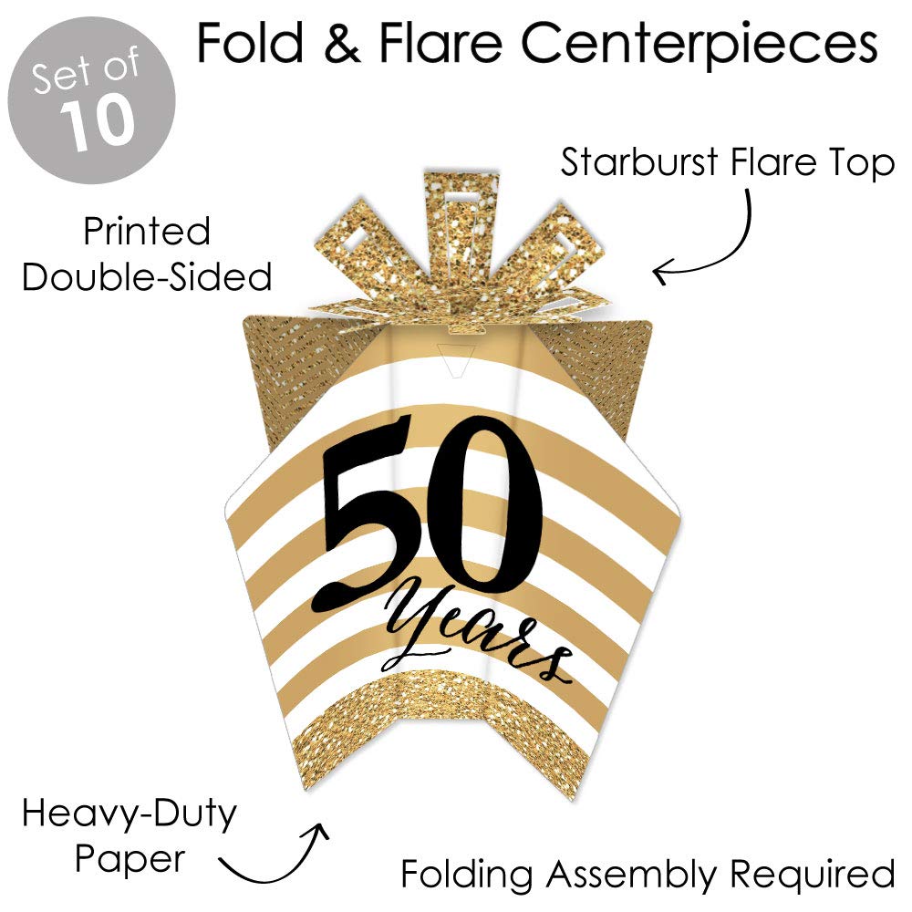Big Dot of Happiness We Still Do - 50th Wedding Anniversary - Table Decorations - Anniversary Party Fold and Flare Centerpieces - 10 Count