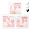 First Birthday Decorations Balloon 'ONE' Boxes for Baby Girl - 24 Balloons - Baby 1st Birthday Girl Decoration, Clear Cube Blocks 'ONE' Letters as