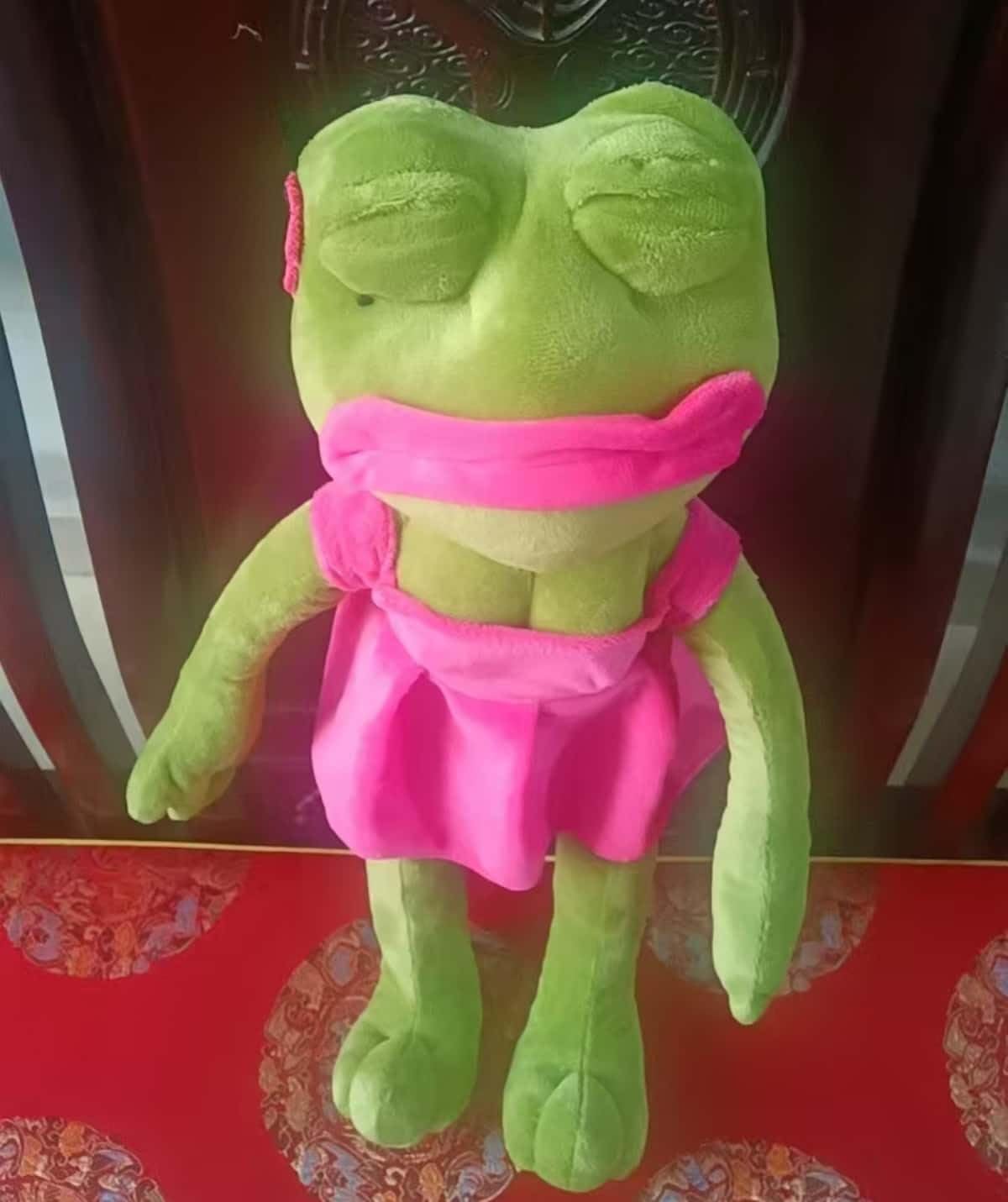 Frog Plush Toy Magic Emotive Frog Stuffed Animal Meme Doll,17.7 Inch Crystal Ultra Soft, Cute Home Gift, Interactive Toy for Children's Day
