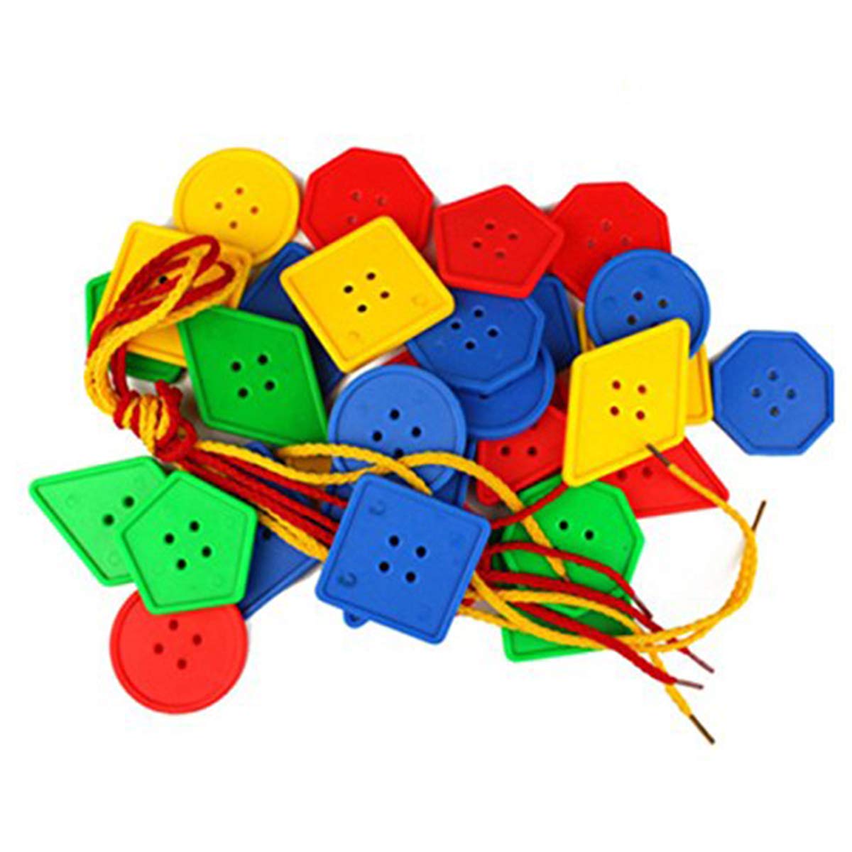 STUDY 70 Pcs Button Puzzle Toy, Button Lacing Toy, Big Buttons Threading Toy, Plastic Assorted Bright Buttons Toy