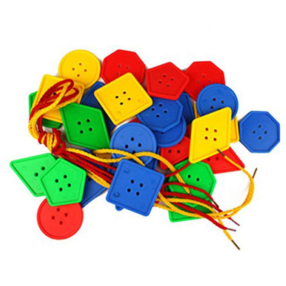 STUDY 70 Pcs Button Puzzle Toy, Button Lacing Toy, Big Buttons Threading Toy, Plastic Assorted Bright Buttons Toy