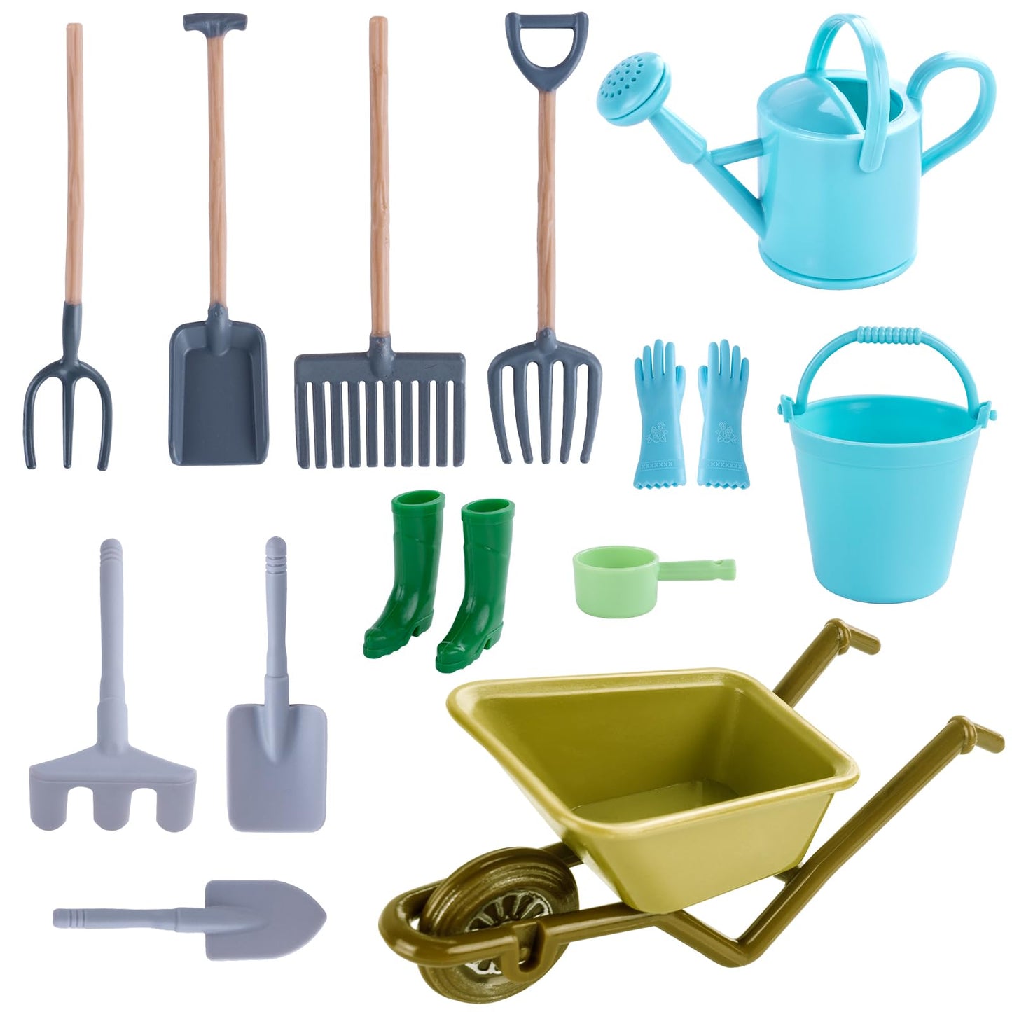 15 Pcs 1:12 Scale Miniature Dollhouse Kids Gardening Tools Realistic Mini Gardening Kit for Fairy Garden Micro Landscape & DIY Craft Decoration