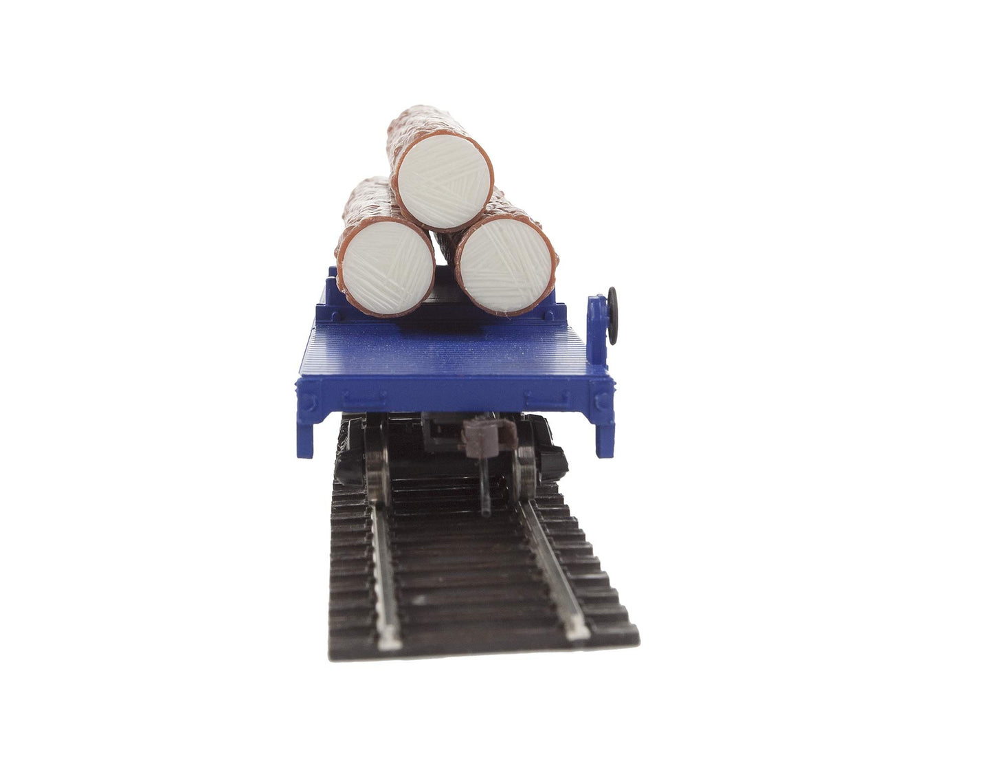 Walthers Trainline Log Dump Car with 3 Logs-Ready to Run-Alaska Railroad #17102 (Blue, Yellow Conspicuity Marks) 931-1770 HO Scale Model Railroad