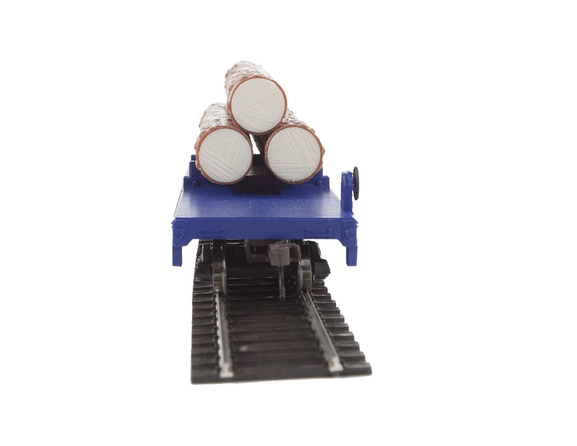 Walthers Trainline Log Dump Car with 3 Logs-Ready to Run-Alaska Railroad #17102 (Blue, Yellow Conspicuity Marks) 931-1770 HO Scale Model Railroad