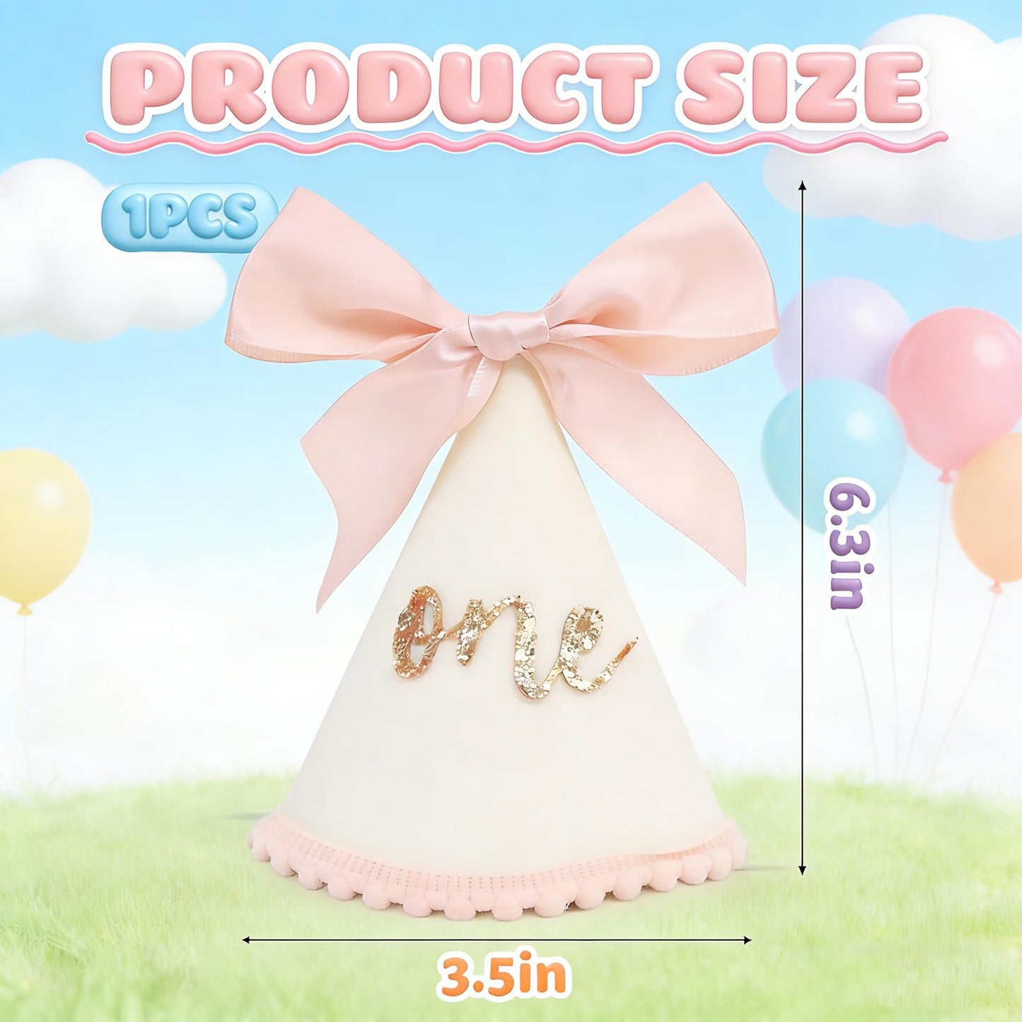 Packyouth First Birthday Hat For Baby Boys/Girls 1st Birthday Boho Decorations Birthday Costume Headwear for Cake Smash Party Birthday Celebration (1