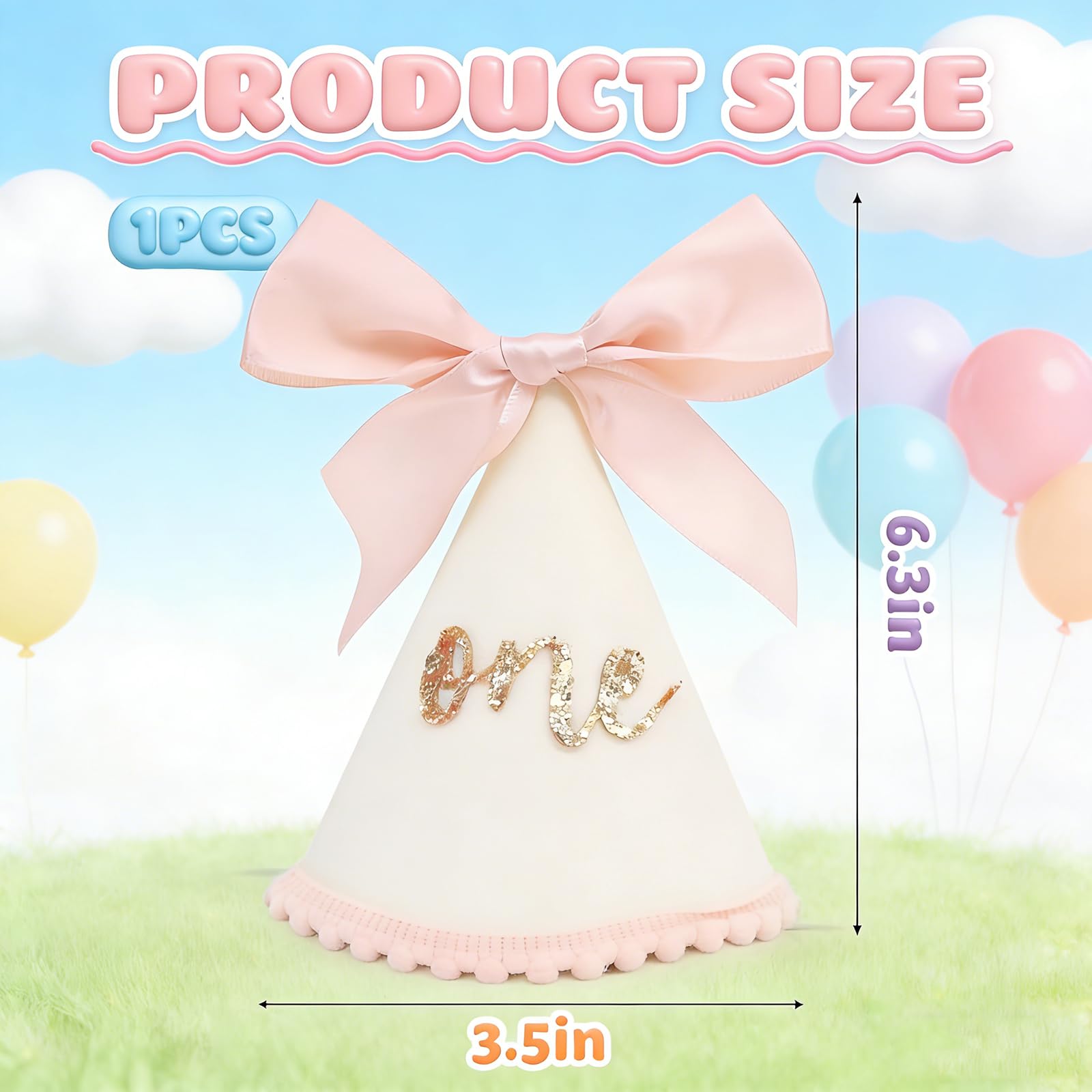 Packyouth First Birthday Hat For Baby Boys/Girls 1st Birthday Boho Decorations Birthday Costume Headwear for Cake Smash Party Birthday Celebration (1