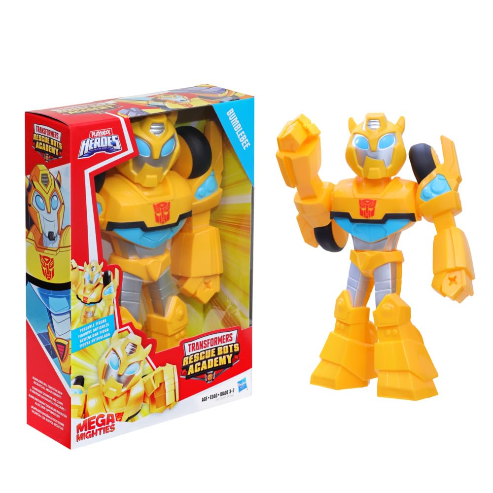 Transformers Playskool Heroes Rescue Bots Academy Mega Mighties Bumblebee Collectible 10" Robot Action Figure, Toys for Kids Ages 3 & Up (Amazon