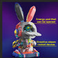 Mechanical Bunny Action Figure Toy Building Set 1377PCS Cyber Style Animal Collection Model Kit Creative Rabbit Toys with Lights&Display Stand Home