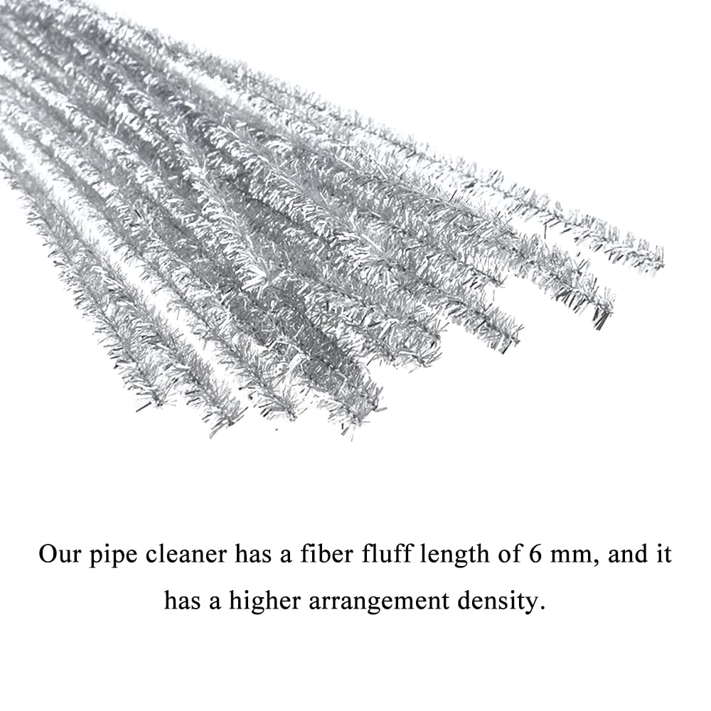 HAHIYO 12inches*6mm Silver 70PCs Pipe Cleaner Craft Chenille Stem Extra Long Chenille Cleaner Pipe Stem Stable&Soft Craft Supplies Set for Creative