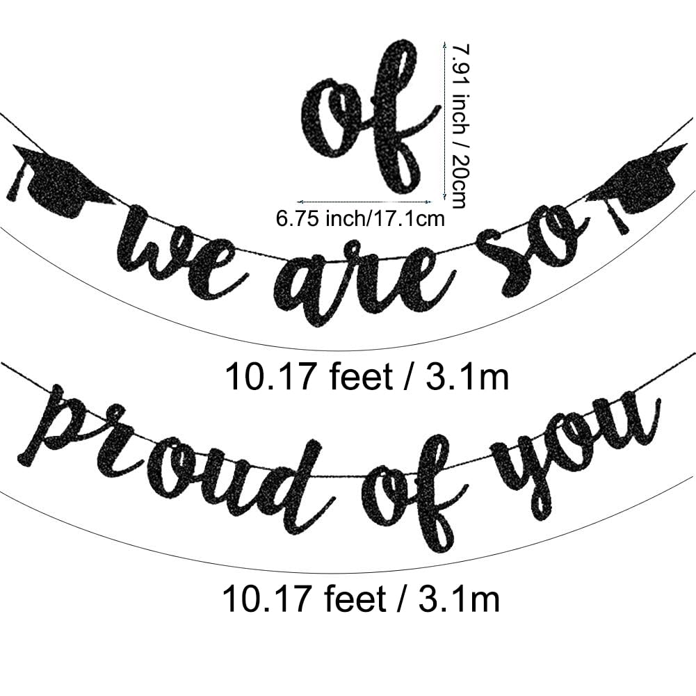 2026 Graduation Banners Party Decorations Black Glitter Grad Banner Garland