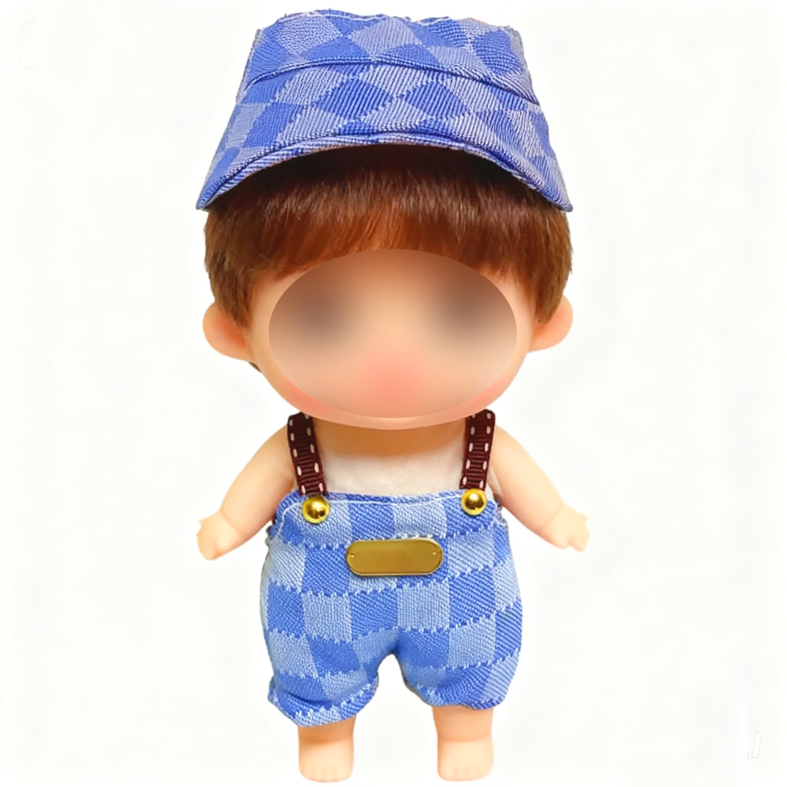 Clothes Set for 17cm Doll (NO Doll) Stylish Outfit Accessories Suit Hat & Overalls Set Blue Denim Suit