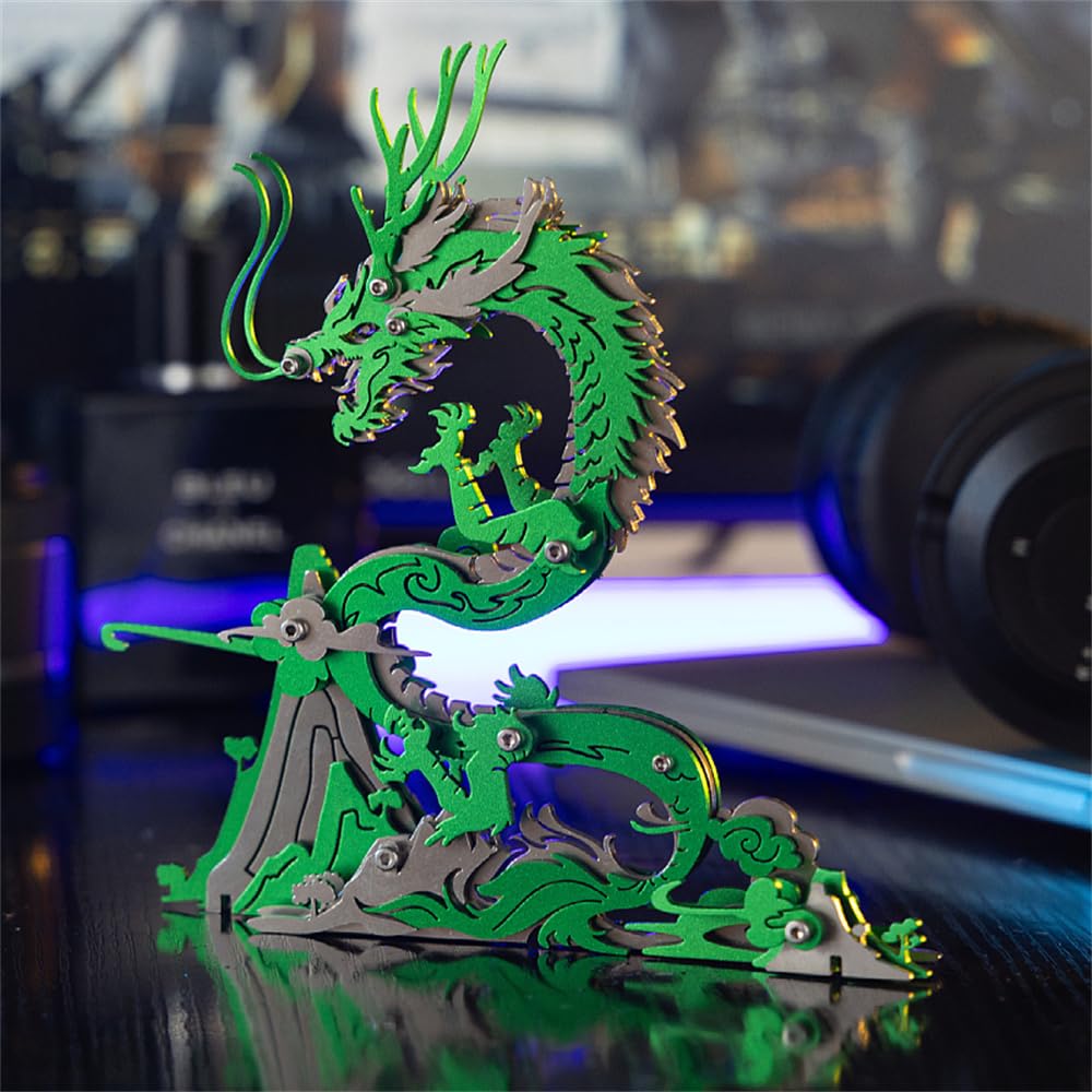 Mokrdomain Chinese Dragon 3D Metal Jigsaw Puzzle, Green, 92 Pieces