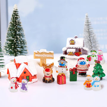 Kayzyue Miniature Christmas Ornaments Figurines Mini Resin Fairy Ornaments Kit for DIY Crafts Dollhouse Home Decor Snow Globe (15 Pcs Miniature)