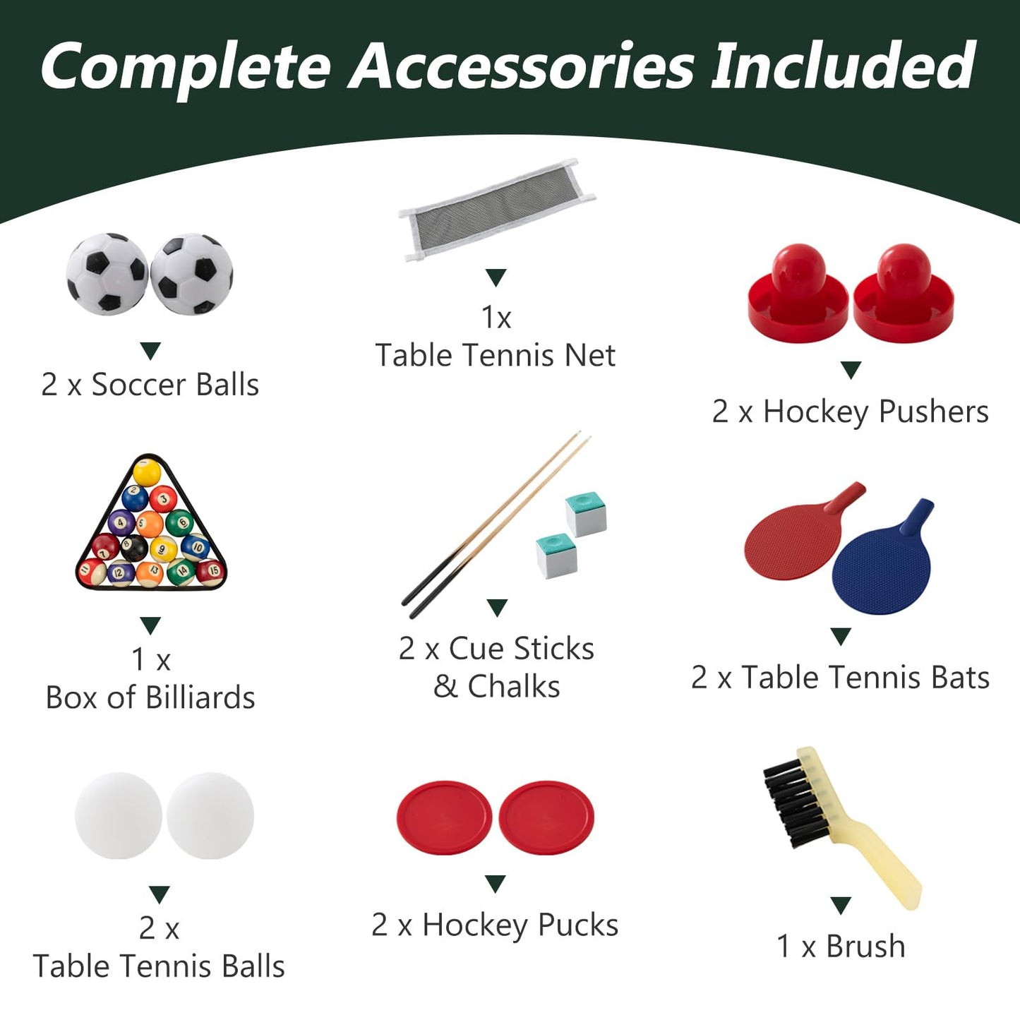 Goplus 4 in 1 Multi Game Table, Combination Game Table Set with Pool Billiards, Air Hockey, Foosball, Table Tennis, Stackable Combo Tabletops